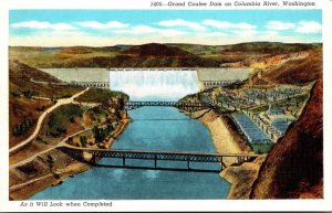 Washington Grand Coulee Dam On Columbia River