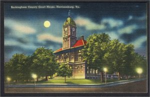 Harrisonburg VA Rockingham County Court House 1940s-1950s Linen Postcard