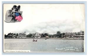 C. 1890's Fletcher Lake Ocean Park Beach Patriotic New Jersey NJ Postcard F191