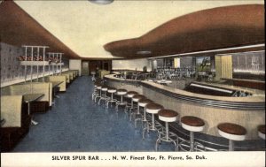 FORT PIERRE SD Silver Spur Bar Interior ART DECO Old Postcard