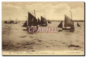 Old Postcard Fishing Boat Crotoy The regatta is sailing in race