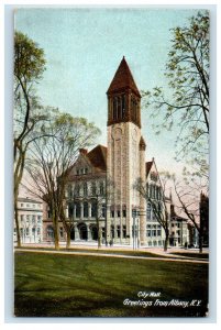 c1910s City Hall Greetings from Albany New York NY Unposted Postcard