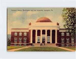 Postcard Carnegie Library, Washington and Lee University, Lexington, Virginia