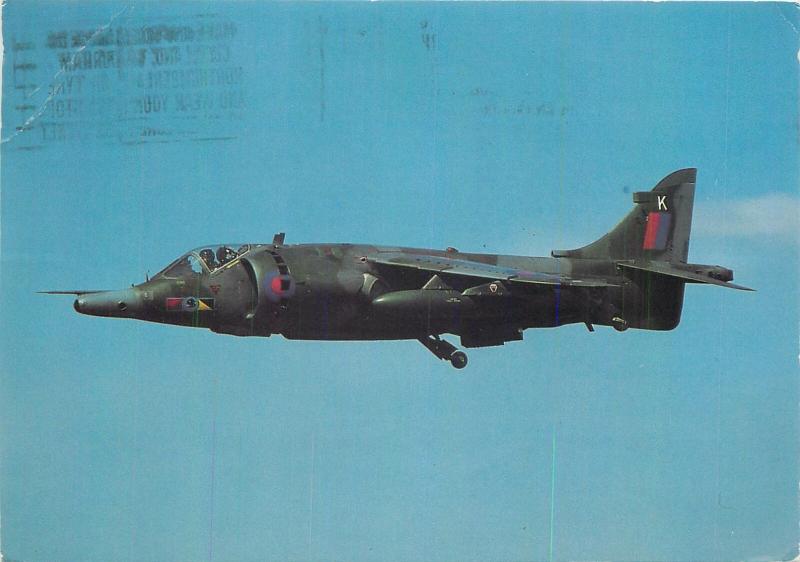 Raf Harrier plane postcard