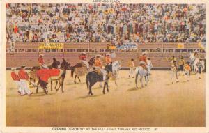 Tijuana Mexico Bull Fight Matedors Opening Ceremony Antique Postcard J50301