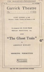 The Ghost Train Supernatural Arnold Ridley Antique Garrick Theatre Programme