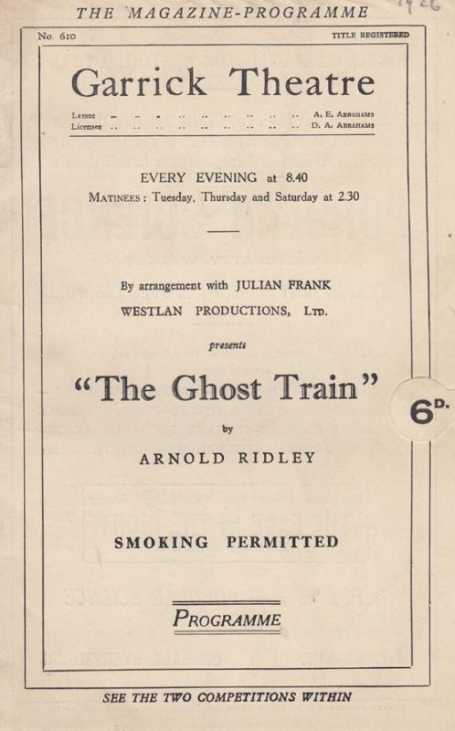 The Ghost Train Supernatural Arnold Ridley Antique Garrick Theatre Programme