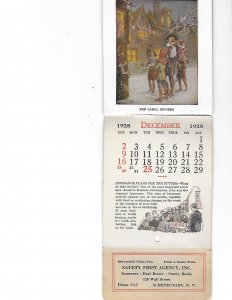 6 by 3.5 inch Season's Greetings Best Wishes New Year Calendar 1928