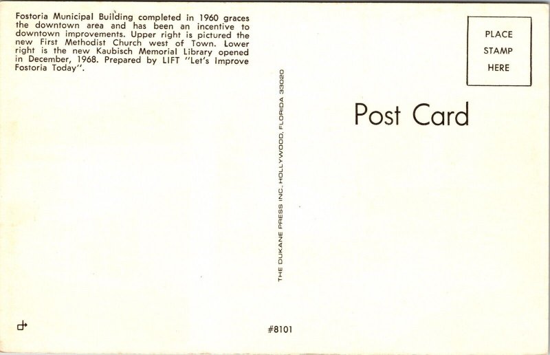 Fostoria Municipal Building Multiview Postcard VTG UNP Vitage Unused WB