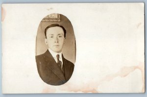 c1910's Man Kodak Studio Underhill Wisconsin WI RPPC Photo Antique Postcard