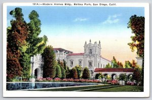 Vintage Postcard Modern House Homes Building Balboa Park San Diego California