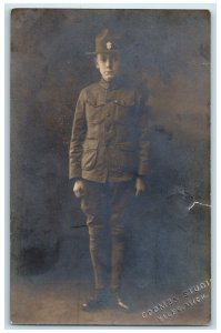 WWI Lawrence Abbott Coombs Studio Niles Michigan Soldier RPPC Photo Postcard