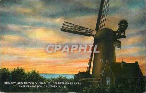 Old Postcard Sunset Old Dutch Wind Mill Golden Gate Park San Francisco Califo...
