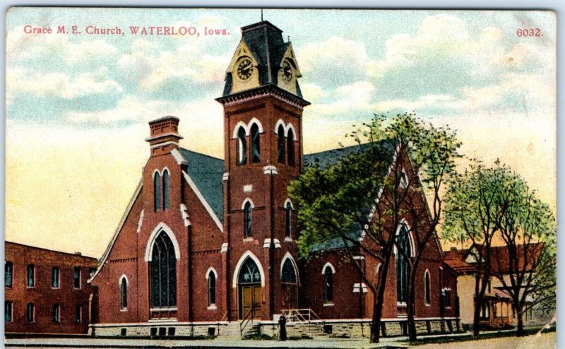 c1910s Waterloo, IA Old Grace ME Methodist Episcopal Church Photo Postcard A61