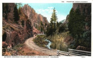 Vintage Postcard Phantom Canon Highway Arkansas Valley & Cripple Creek Colorado