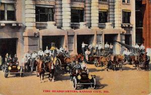 Kansas City Missouri Fire Department Fire Engine Vintage Postcard JE228808