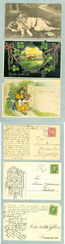 Sweden. 3 Congratulation Cards.Postal Used.1908-11-20. See Description