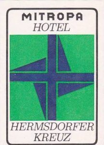 GERMANY MITROPA HOTEL HERMSDORFER KREUZ VINTAGE LUGGAGE LABEL