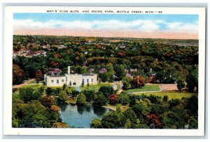 c1920 Boy's Club Building & Irving Park Pond Battle Creek Michigan MI Postcard 