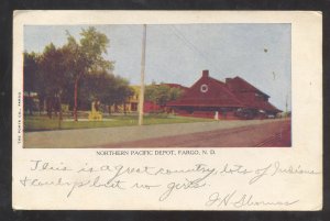 FARGO NORTH DAKOTA ND NORTHERN PACIFIC RAILROAD DEPOT VINTAGE POSTCARD