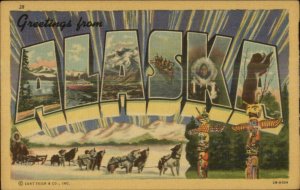 Alaska Large Letter Linen Postcard - Scarce
