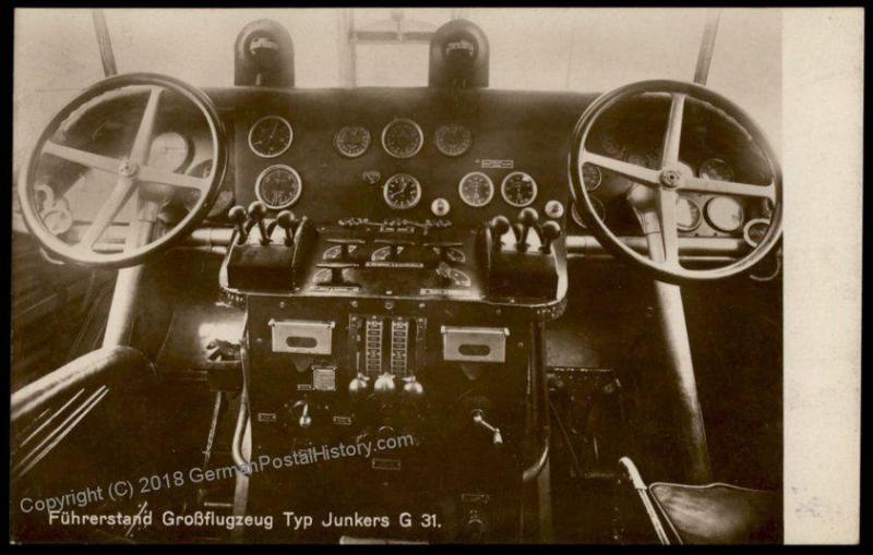 Germany Junkers G31 Cockpit Airplane  RPPC 70934