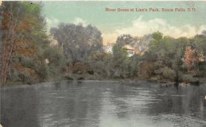 Sioux Falls South Dakota~Lien Park View of Big Sioux River~House on Hill~c1910