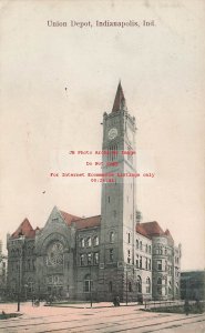 IN, Indianapolis, Indiana, Union Railroad Depot Station, 1910 PM, HC Pub, No 182