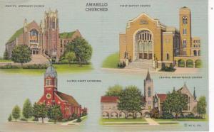 Texas Amarillo Churches Multi VIew 1943 Curteich