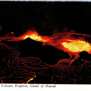 c1970s Kilauea, HI Volcano Eruption Night Lava Flow Fire Pit Chrome 4x6 PC M17