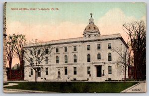 Concord New Hampshire~State Capitol~Statue~Dome~Greek Revival~c1910 Postcard