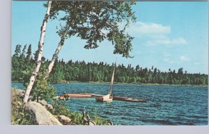 Sailboat, Tilden Lake Near North Bay, Ontario, Vintage Chrome Postcard