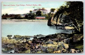 1912 Shore And Casino Cape Cottage Portland Harbor Maine ME Posted Postcard