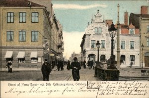 Goteborg Gothenborg Sweden Busy Street Scene Pharmacy, People Vintage Postcard