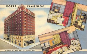 St. Louis Missouri 1940s Postcard Hotel Claridge Cocktail Lounge