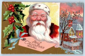 Wilkeson WA Postcard Christmas Santa Claus House Church Holly Berries Bamforth