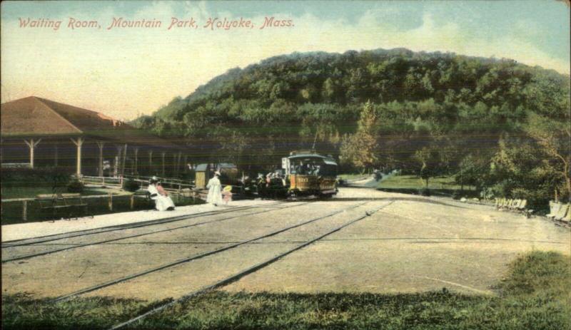 Holyoke MA Mountain Park Trolley Waiting Room c1910 Postcard