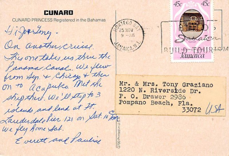 Cunard Princess Cunard Line Ship Postal Used Unknown 