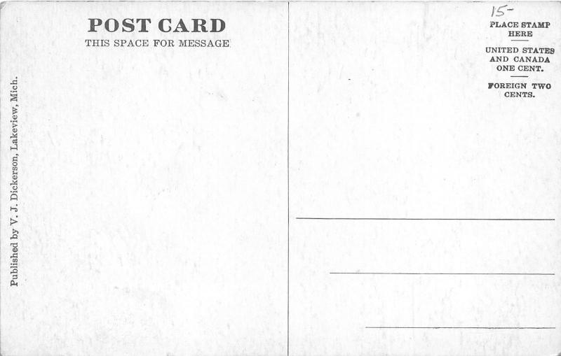 Lakeview Michigan~South Side Lincoln Avenue~Storefronts~c1910 Dickerson Postcard