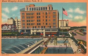 Vintage Postcard 1952 Hotel Kingsley Arms Asbury Park New Jersey Star Stationary