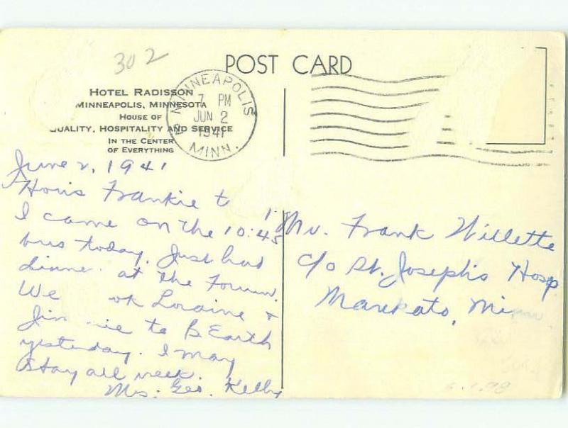 1940's RADISSON HOTEL Minneapolis Minnesota MN HQ5841