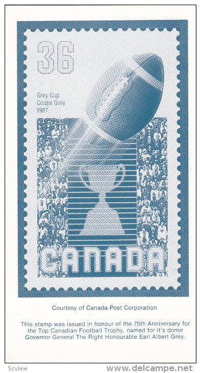 ONTARIO, Canada, 1980's; Grey Cup 1987; Courtesy Of Canada Post Corporation