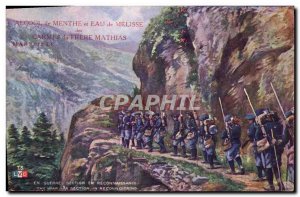 Old Postcard Militaria Alpine hunters in recognition Section mint Drinking Wa...