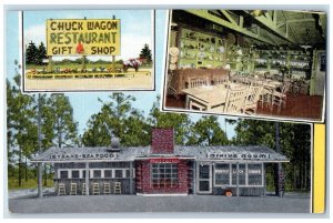 c1940 Chuck Wagon Restaurant Gift Shop Multiple View Front Sylvania GA Postcard