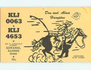 horse - QSL HAM RADIO CARD Kewanee Illinois IL t1473