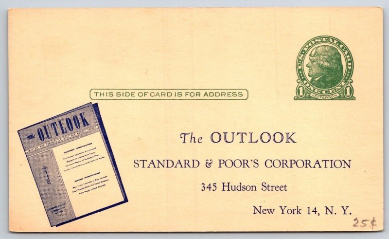 New York City~Standard & Poor Outlook Investment Magazine POSTAL~1950s