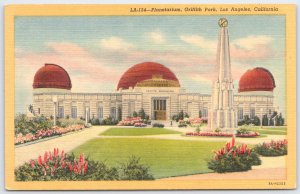 Vintage Griffith Park Planetarium Postcard Los Angeles CA Linen