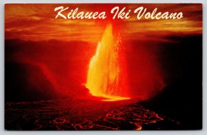 Hawaii National Park HI~Kilauea Iki Volcano~Fiery Lava Fountain~Vintage Postcard