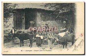 Old Postcard Auvergne Departure for the Folklore haymaking