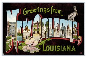 Postcard LA Greetings From NEW ORLEANS Louisiana LARGE Letter Card 